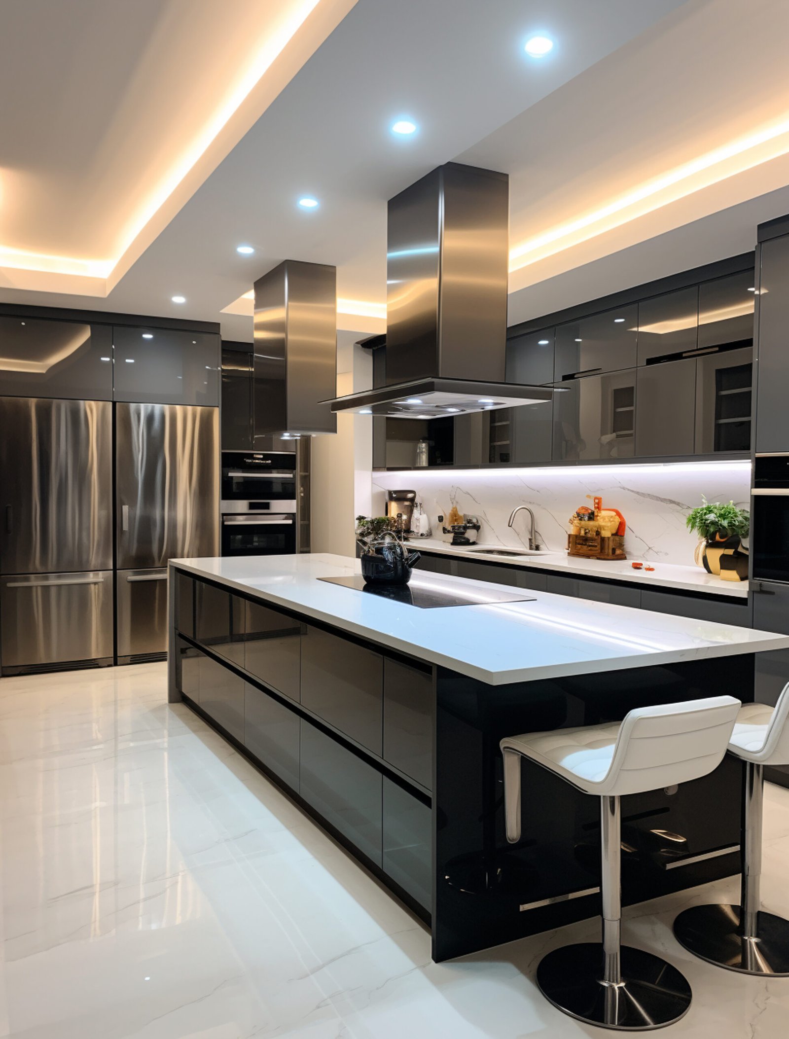 Bespoke kitchen with handleless cabinetry
